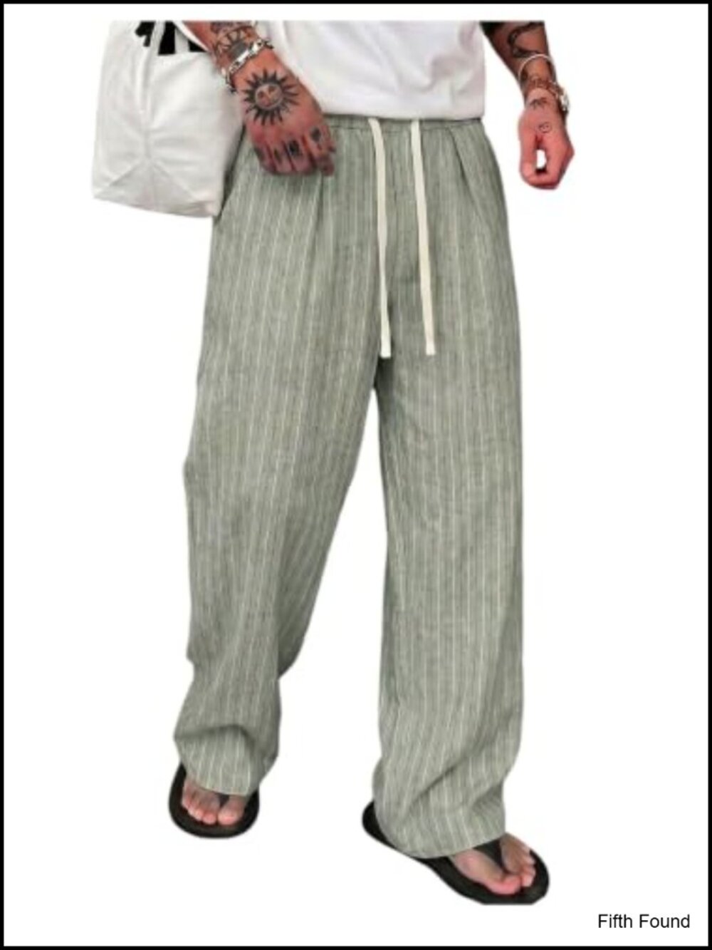 Men's Baggy Wide Leg Drawstring Pants Lightweight Polyester Trousers